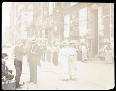 View of Peddlers Selling Toys on the Street, New York by Byron Company